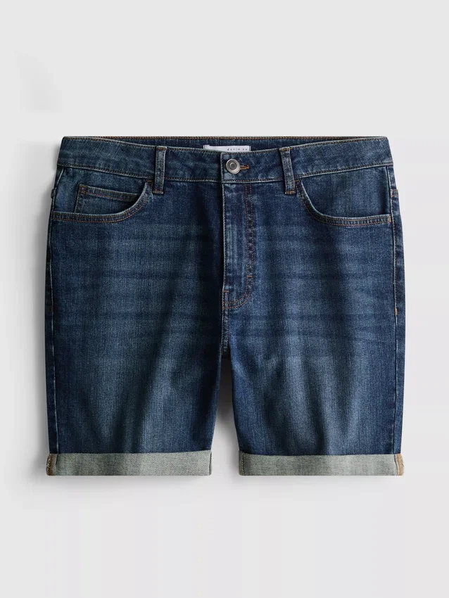 Slim-fit denimshort met middelhoge taille
