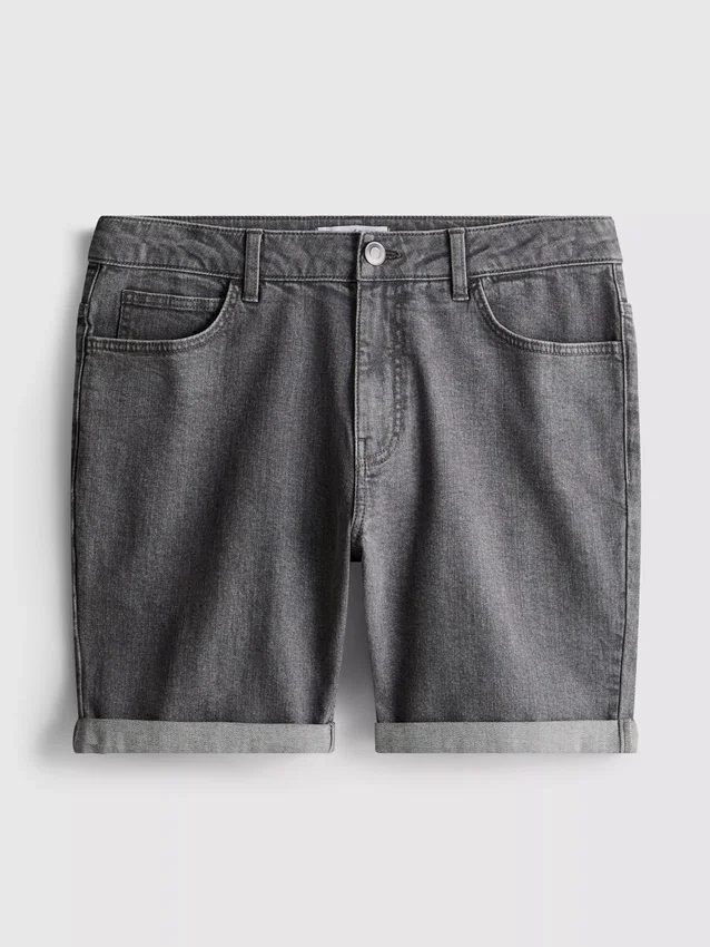 Slim-fit denimshort met middelhoge taille