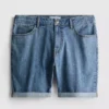 Slim-fit denimshort met middelhoge taille