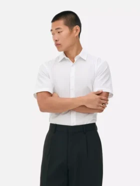 Slim fit shirt met korte mouwen