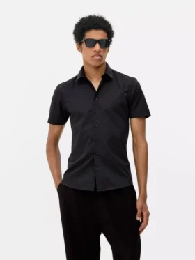 Slim fit shirt met korte mouwen
