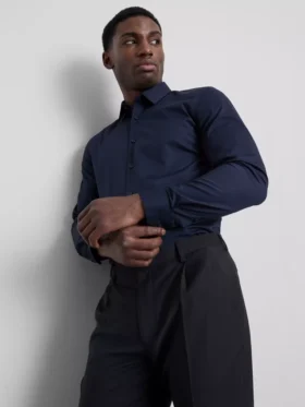 Slim fit stretch overhemd met knopen