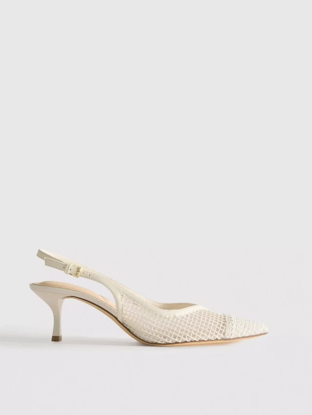 Slingback-hakken met brede pasvorm van mesh