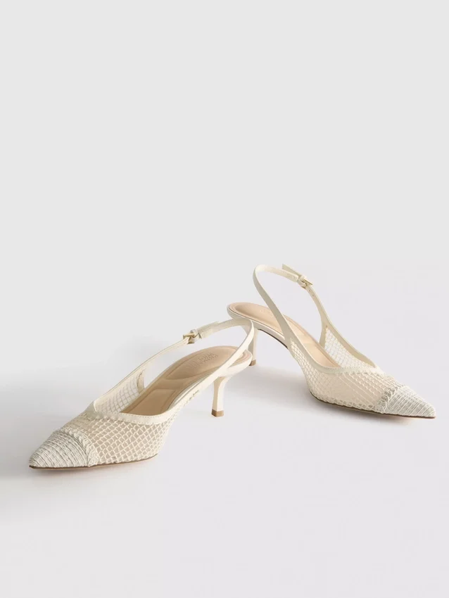 Slingback-hakken met brede pasvorm van mesh