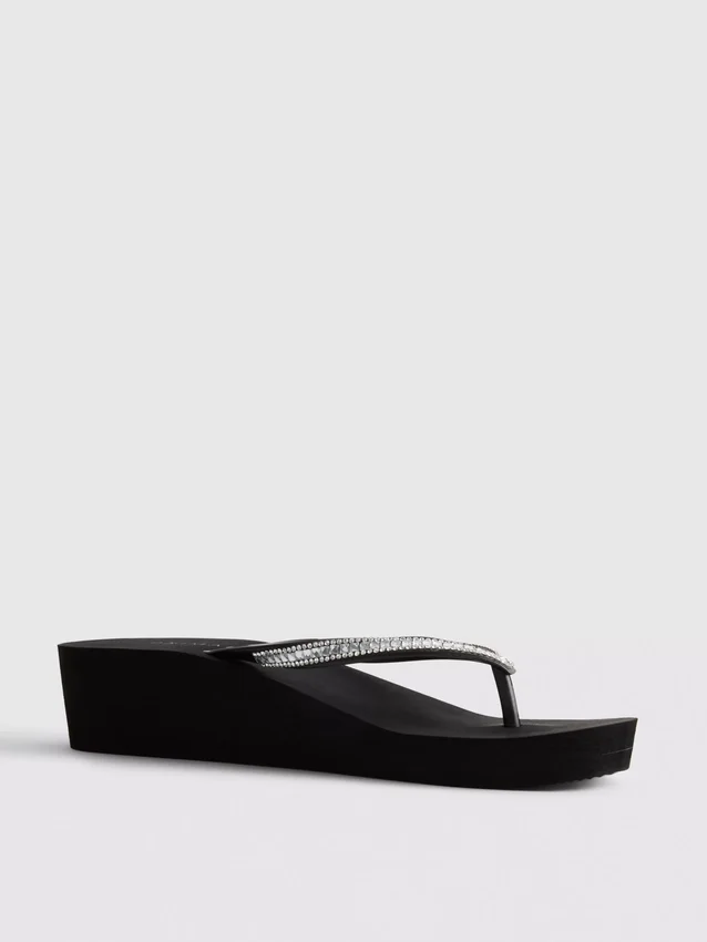 Slippers met strass op sleehak