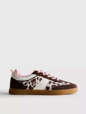 Sneakers met dierenprint en rubberen zool