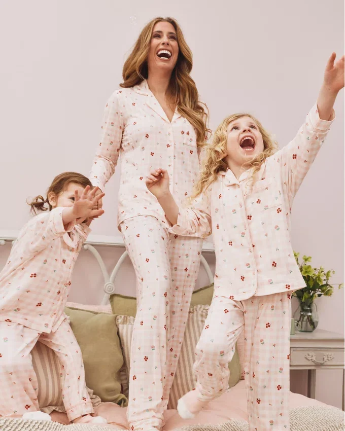 Stacey Solomon boyfriend-stijl pyjama met gingham-ruitjes