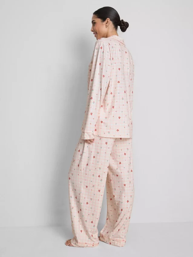 Stacey Solomon boyfriend-stijl pyjama met gingham-ruitjes