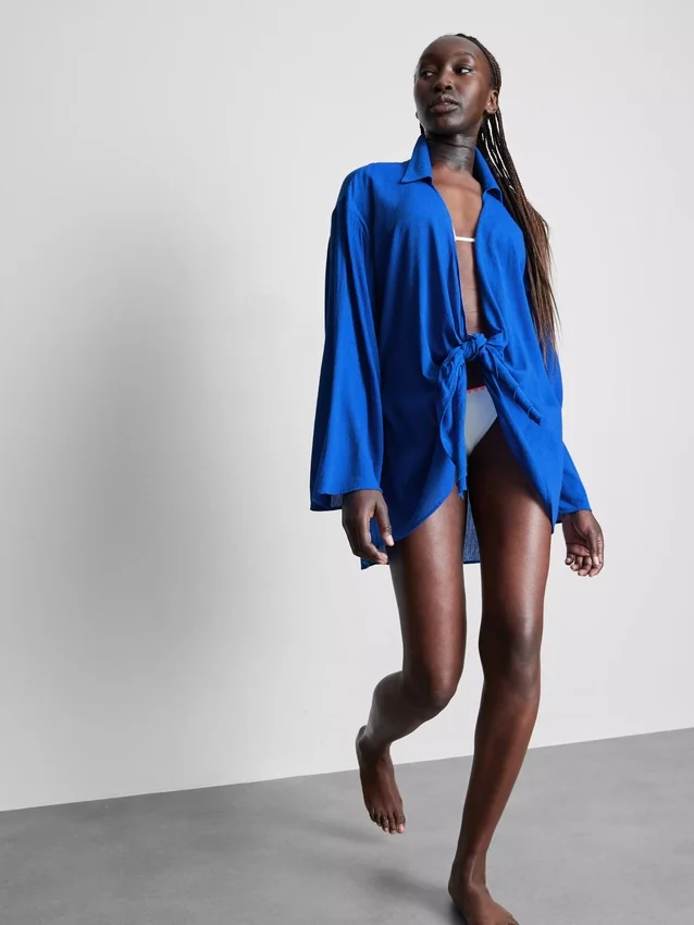 Strandshirt met strik aan de voorkant