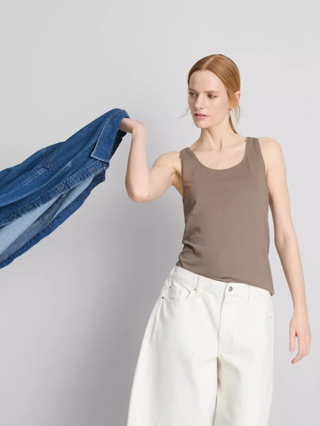Stretch-top met hoog katoengehalte