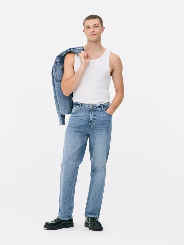 Stretchjeans met rechte pijpen
