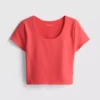 Superzachte cropped top met ronde hals