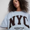Sweatshirt met drop-sleeves van katoenrijk materiaal uit NYC