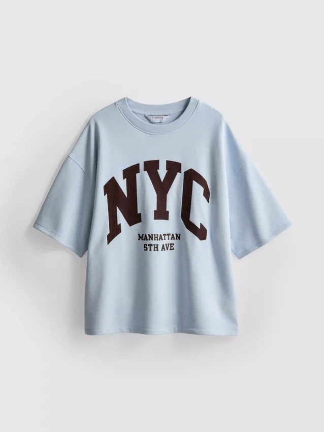Sweatshirt met drop-sleeves van katoenrijk materiaal uit NYC