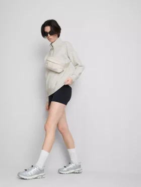 Sweatshirt met halve rits van katoenmix