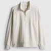 Sweatshirt met halve rits van katoenmix
