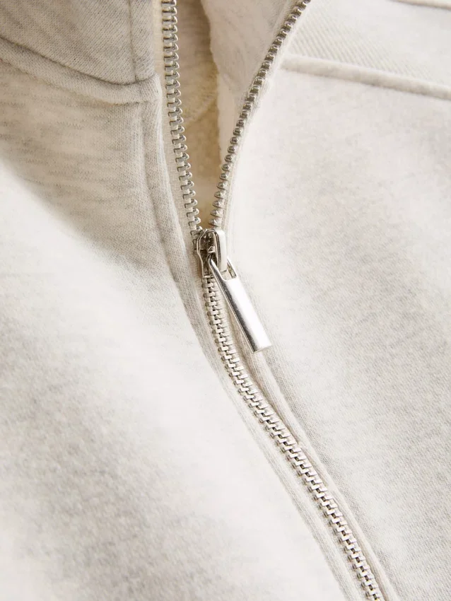 Sweatshirt met halve rits van katoenmix