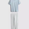 T-shirt en pyjama met gestreepte pyjamabroek