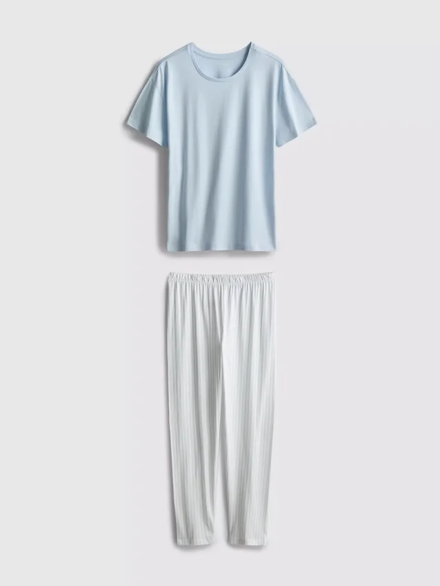 T-shirt en pyjama met gestreepte pyjamabroek