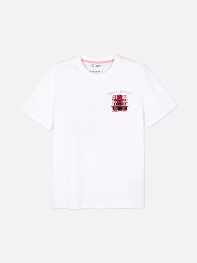 T-shirt met illustraties van huizen in Miami Beach