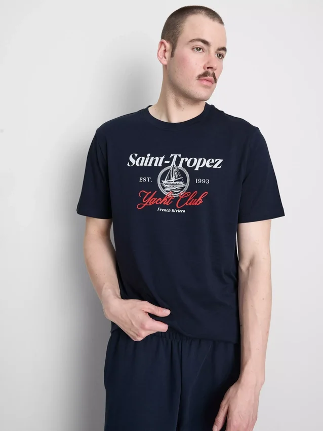 T-shirt met jachtclub-print