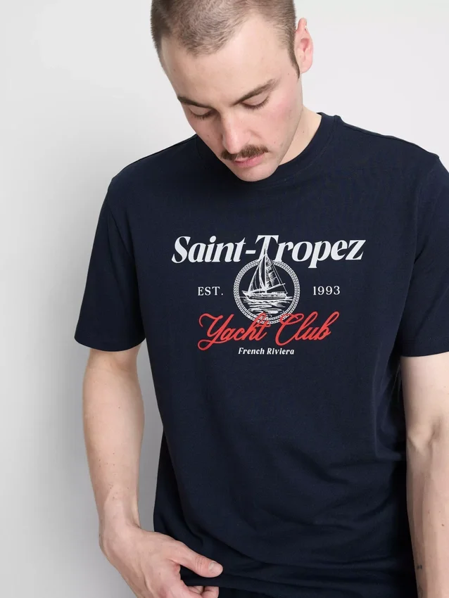 T-shirt met jachtclub-print