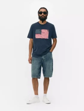 T-shirt met korte mouwen en Amerikaanse vlag