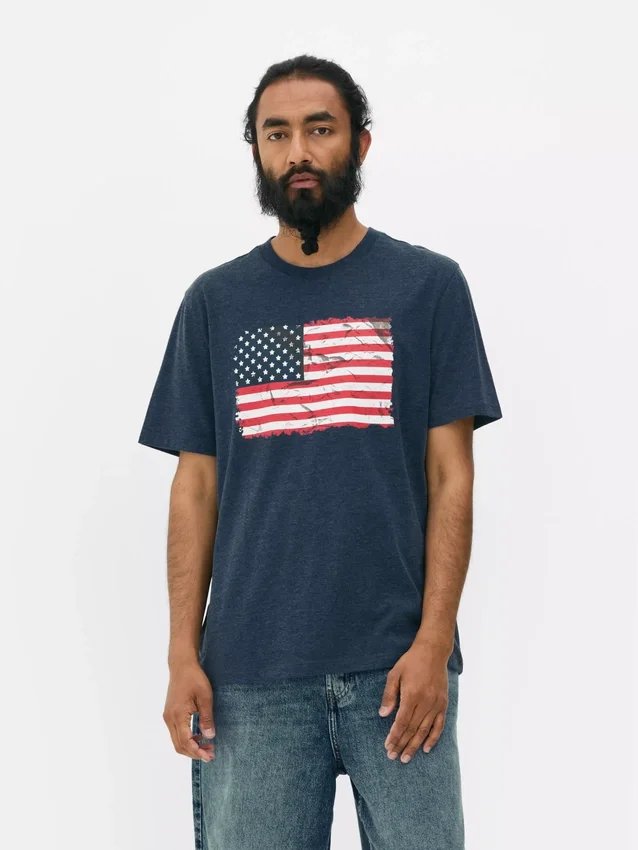 T-shirt met korte mouwen en Amerikaanse vlag