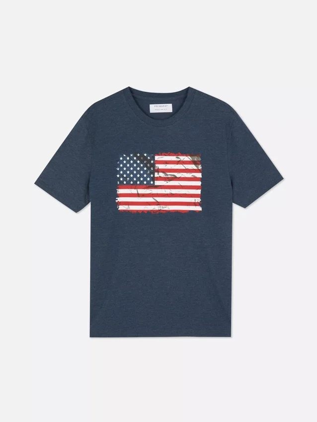 T-shirt met korte mouwen en Amerikaanse vlag