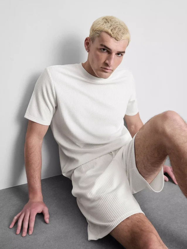 T-shirt met korte mouwen en structuur