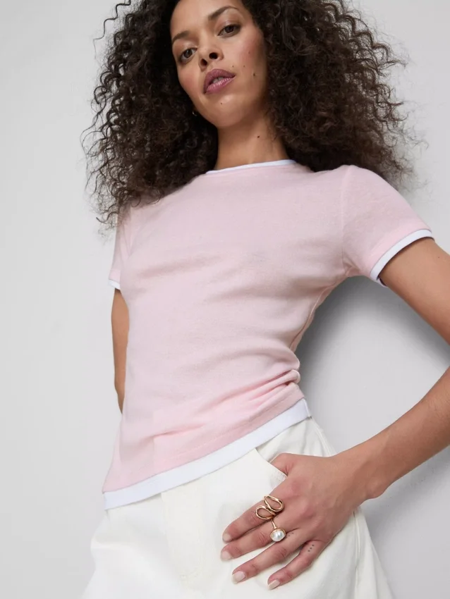 T-shirt met ronde hals en dubbele laag