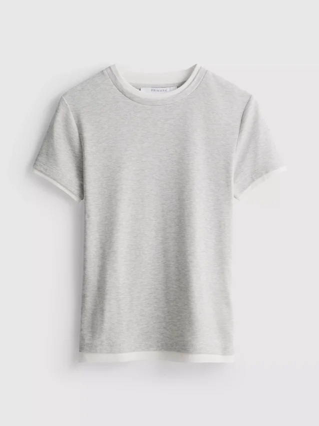 T-shirt met ronde hals en dubbele laag