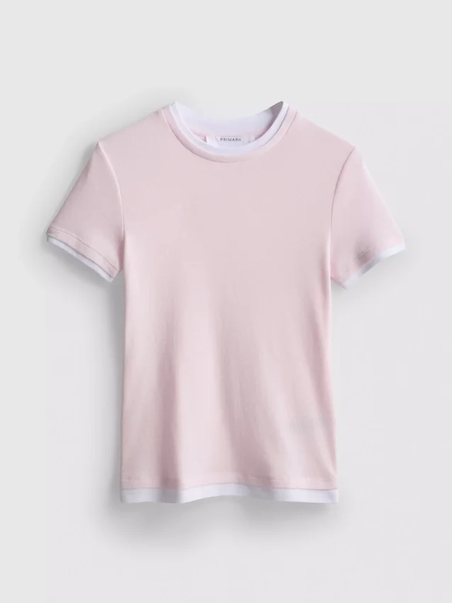 T-shirt met ronde hals en dubbele laag