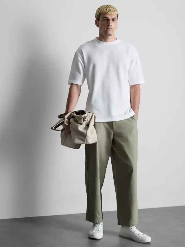 T-shirt met textuur en boxy pasvorm