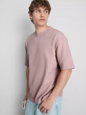 T-shirt met textuur en boxy pasvorm