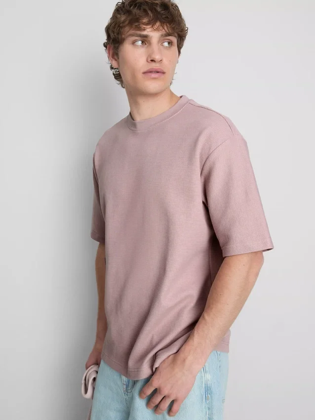 T-shirt met textuur en boxy pasvorm