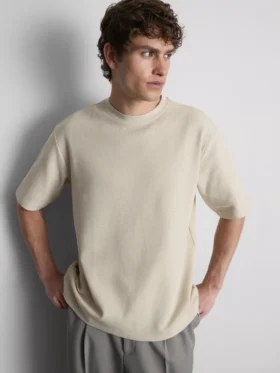 T-shirt met textuur en boxy pasvorm