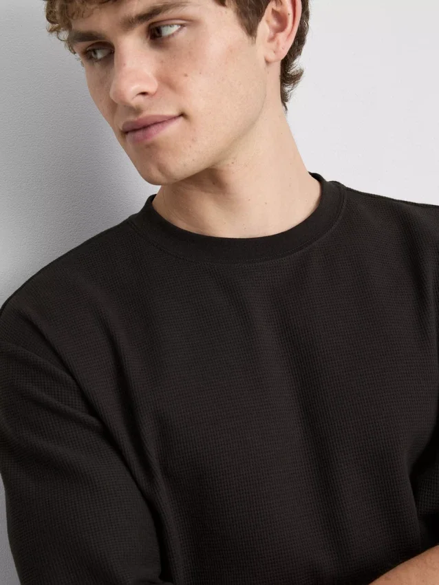 T-shirt met textuur en boxy pasvorm