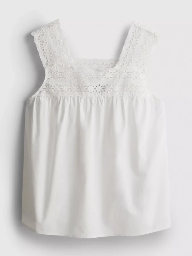 Tanktop met geborduurde inzetstukken