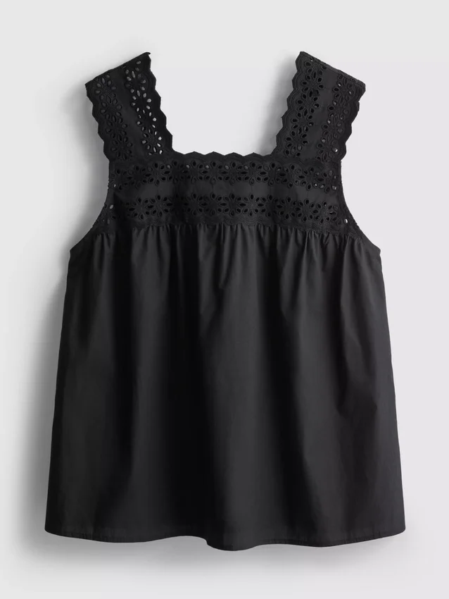 Tanktop met geborduurde inzetstukken