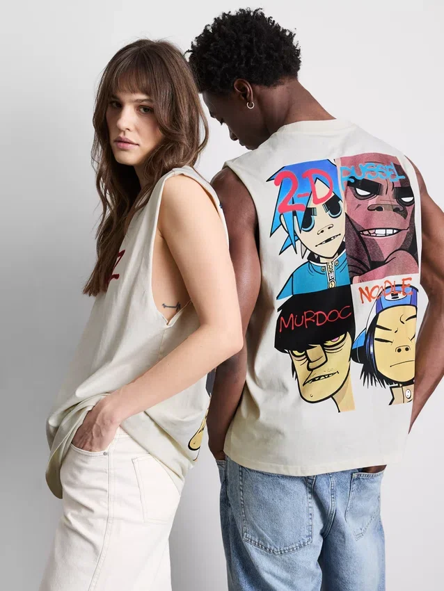 Tanktop met Gorillaz-print