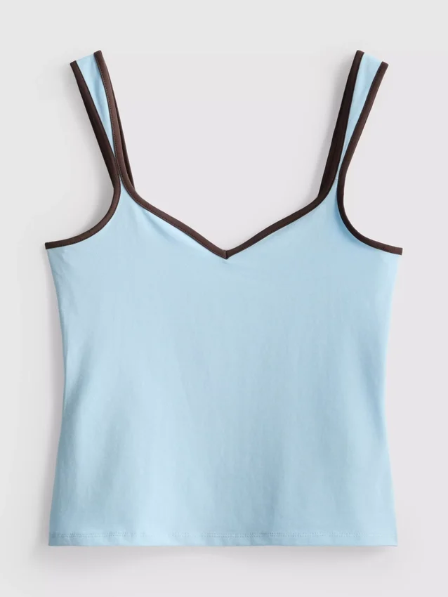 Tanktop met hartvormige halslijn, rijk aan katoen