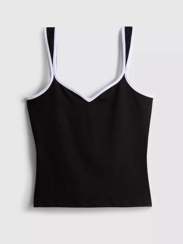 Tanktop met hartvormige halslijn, rijk aan katoen