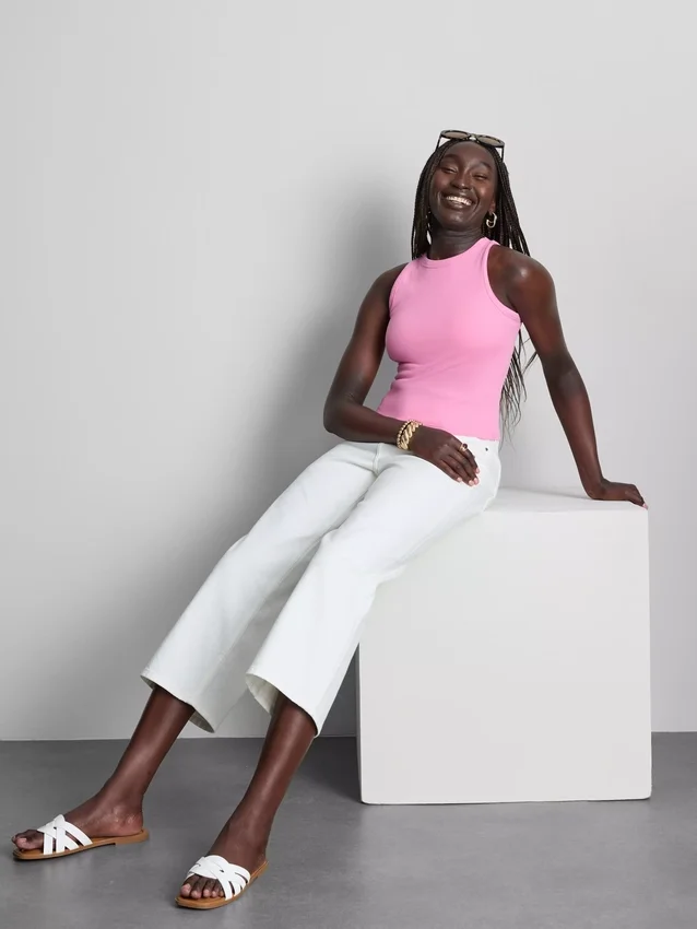 Tanktop met ingebouwde beugel en geribde rand
