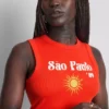 Tanktop met print, geribd, met hoog katoengehalte