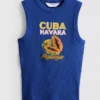 Tanktop met print, geribd, met hoog katoengehalte