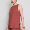 Tanktop met textuur en strik aan de zijkant