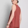 Tanktop met textuur en strik aan de zijkant