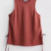 Tanktop met textuur en strik aan de zijkant