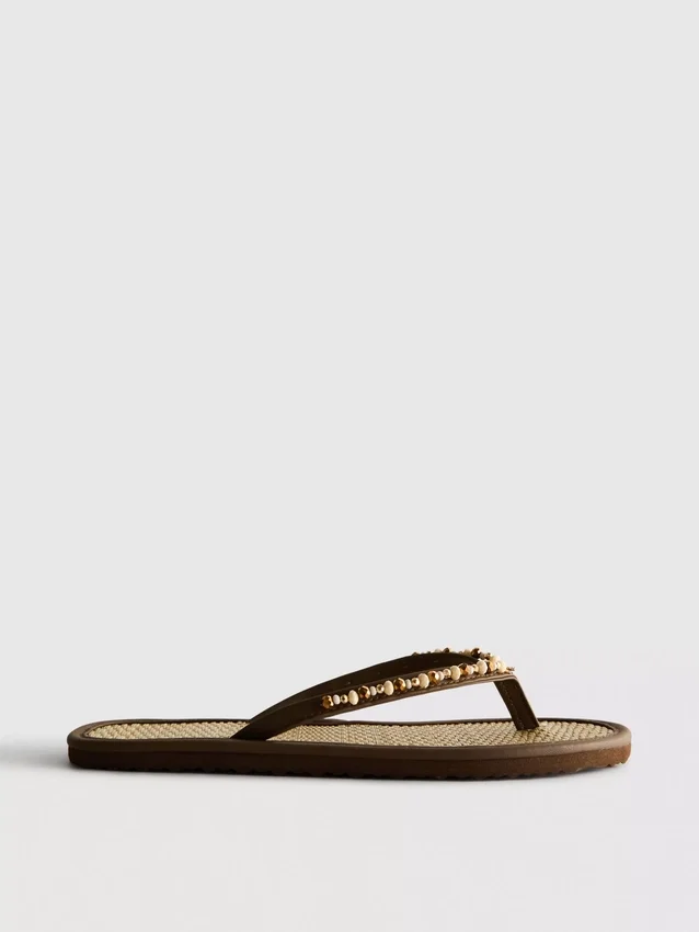 Teenslippers met zeegras-effect